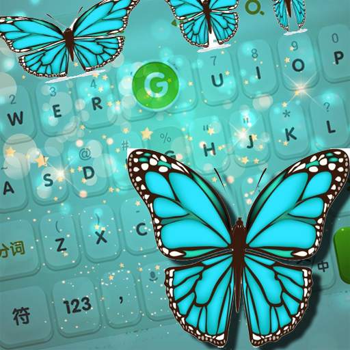 Turquoise Diamond Butterfly Keyboard Theme 1.0