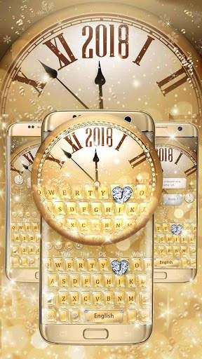 2018 Gold Diamond  Clock Keyboard Theme 1 تصوير الشاشة