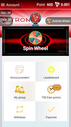 Free Tron Spin Wheel screenshot 1