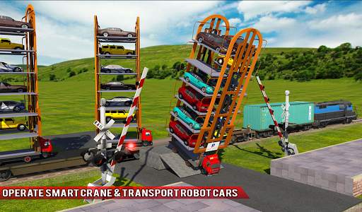 Robo Car Transform: Train Transport Smart Crane 3D screenshot 9
