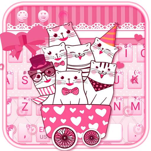Pink Cute Cats Keyboard 10001003