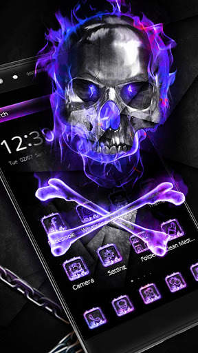 Flaming Violet Skull Theme screenshot 1