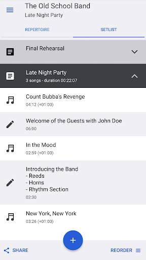 band music setlist screenshot 5