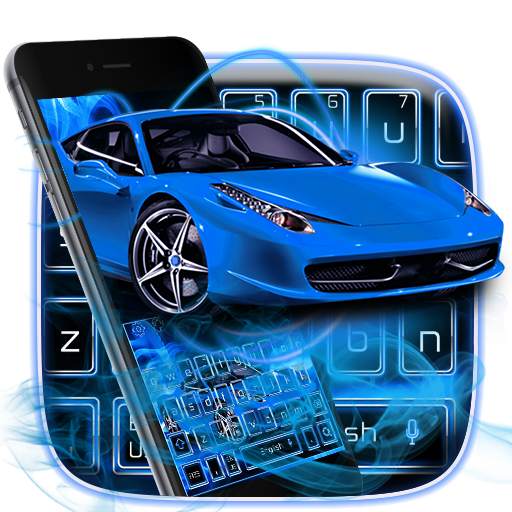 Dynamic Blue Car Keyboard Theme 10001002