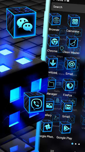 Blue Neon 3D Cube Theme screenshot 5