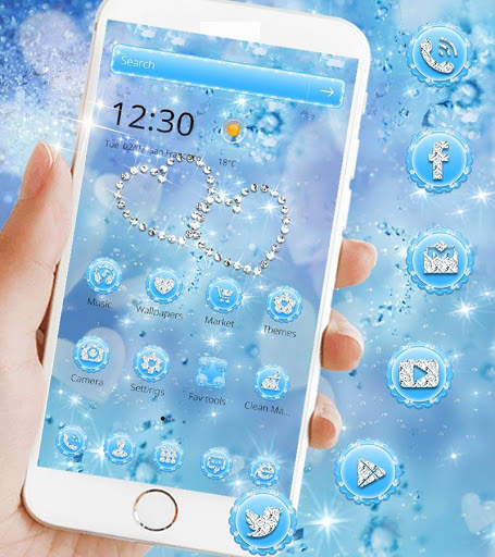 Blue Diamond Glitter Theme Wallpaper screenshot 1