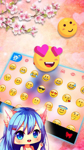 Pink Sakura Girl Keyboard Theme скриншот 3