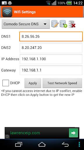 WiFi Settings (dns,ip,gateway) screenshot 1
