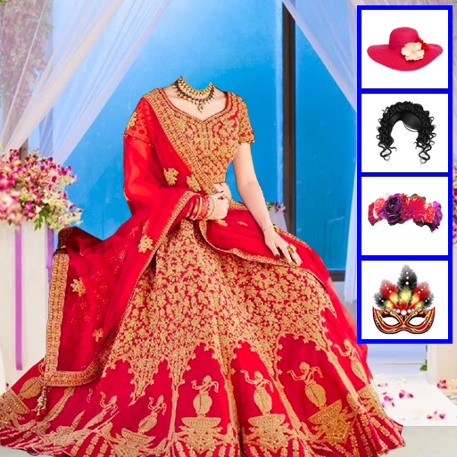 Bridal lehenga wedding dress icon