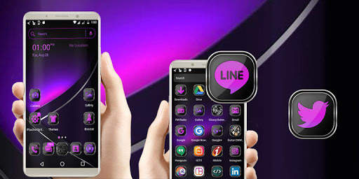 Purple Black Launcher Theme screenshot 5