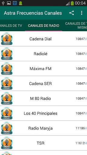 Frecuencias Canales ASTRA screenshot 2