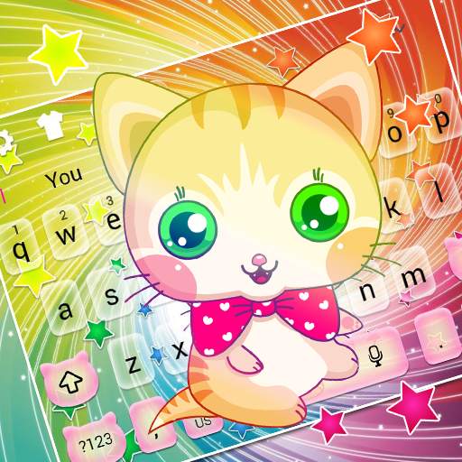 Cute Rainbow Colorful Kitten Keyboard Theme 10001006