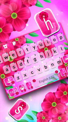 Bright Pink Floral Keyboard Background screenshot 2