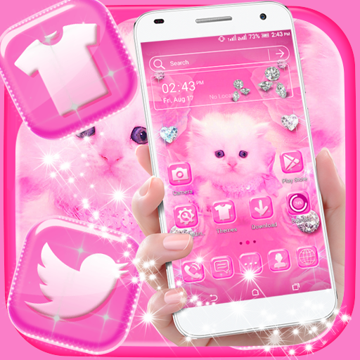 Cute Pink Cat Launcher Theme أيقونة