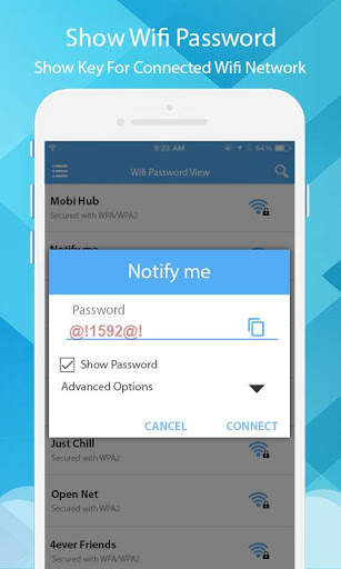عرض مفتاح كلمة مرور Wifi: مكتشف مفتاح WiFi 5 تصوير الشاشة