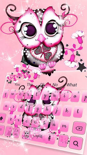Cartoon Owl Pink Keyboard Theme screenshot 2
