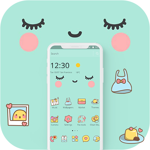 Blue Cute Cartoon Sweet Face Theme icon