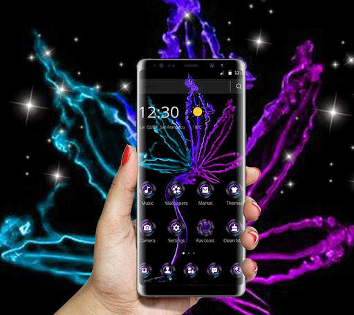 Violet Neon Black Weed Theme screenshot 1