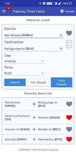 RTT Kolkata: Offline Rail Time screenshot 1
