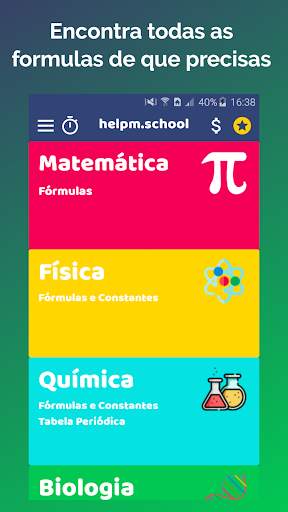 helpMe - Ajudante Escolar e Fórmulas screenshot 1