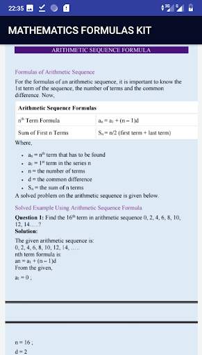 Mathematics Formulas Kit  Examples screenshot 2