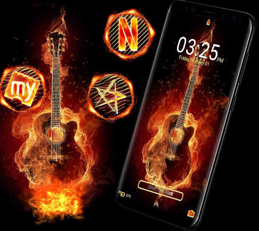 Fire Guitar Launcher Theme screenshot 2