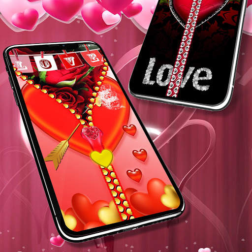 Valentines day zipper lock screen screenshot 3