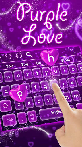 Beautiful Purple Love Hearts Keyboard Theme screenshot 2