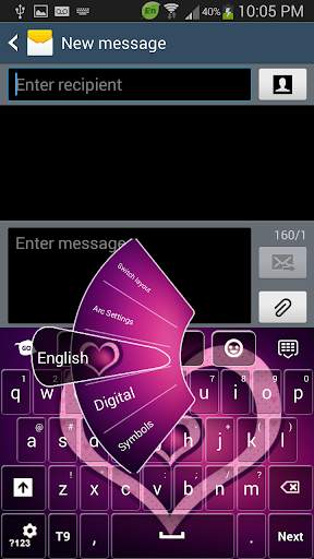 GO Keyboard Purple Hearts स्क्रीनशॉट 2