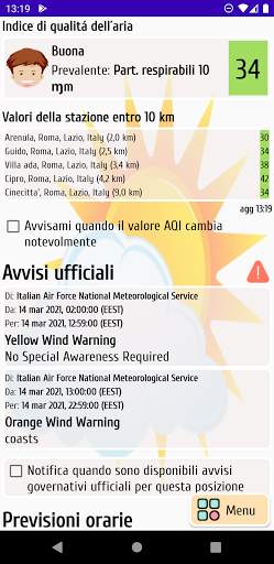 Previsioni meteo e qualitá dell´aria con Widgets screenshot 2