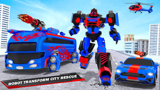 Flying Bus Robot Car War Games screenshot 4