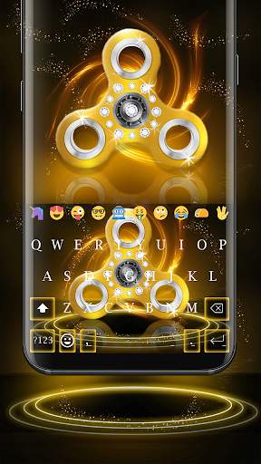 Fidget Spinner Golden Emoji Keyboard Theme screenshot 1