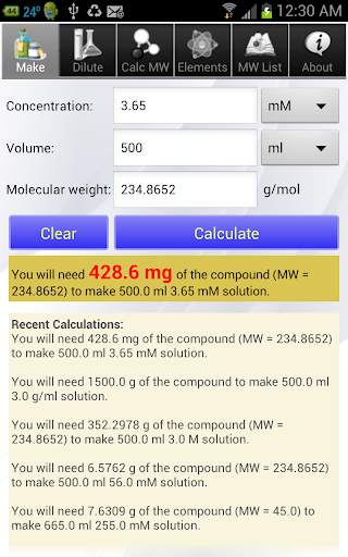 Solution Calculator Lite screenshot 1