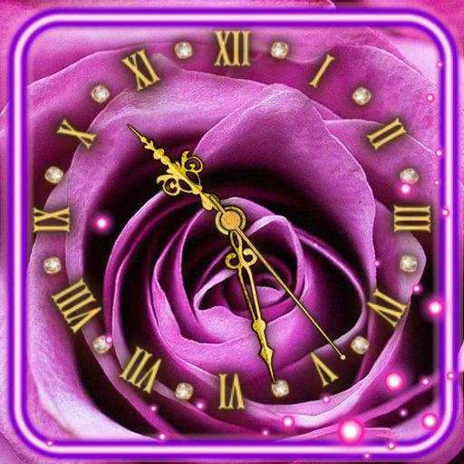 Roses Purple Clock Live Wallpaper 1.2