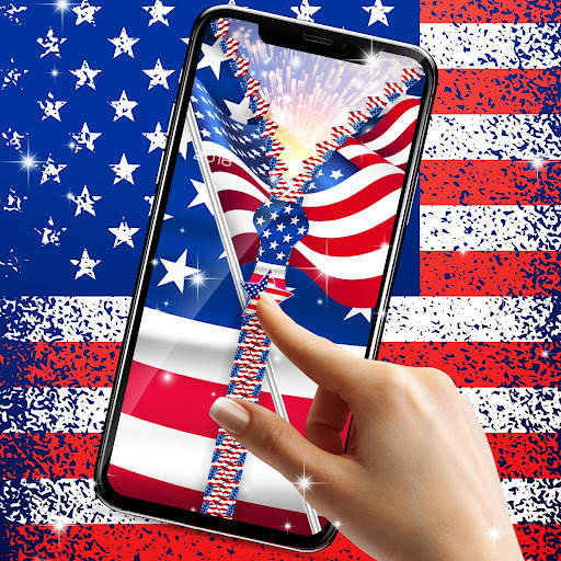 USA flag zipper lock screen screenshot 3