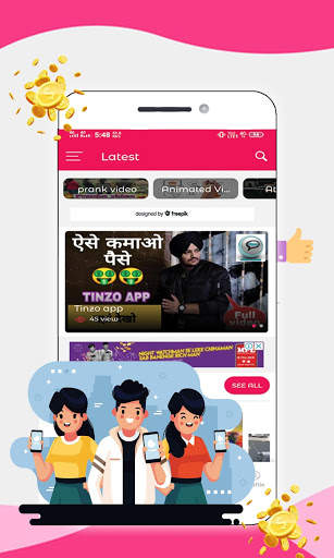 Tinzo Video Status: Earn Money and WA Status Saver screenshot 1