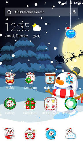Merry Christmas Cute Snowman-APUS Launcher theme screenshot 4