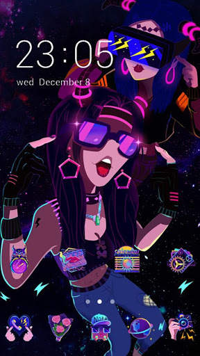 Dark Colorful Neon Club Songstress redmi 6A Theme screenshot 4