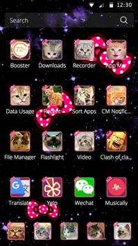 Cute Cat Theme Pink Bowknot Kitty Head Icons screenshot 4