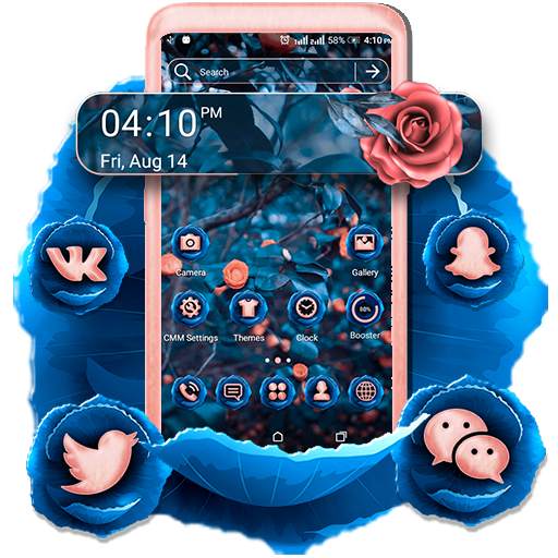 Blue Pink Rose Launcher Theme 1.0.4
