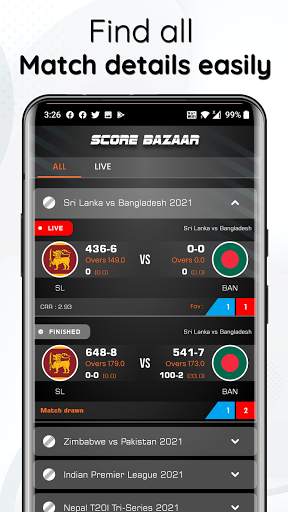Score Bazaar - Cricket Live Line Score screenshot 1