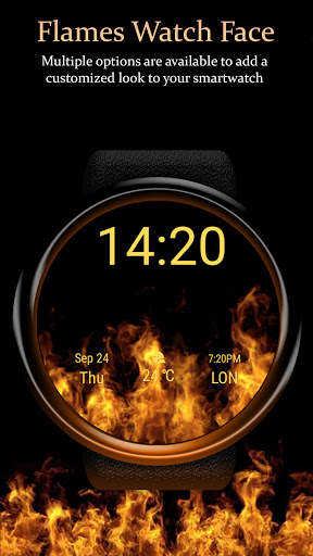 Flames Watch Face - Wear OS Smartwatch - Animated screenshot 5
