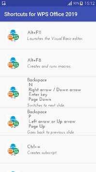 Shortcuts for WPS Office 2019 screenshot 4