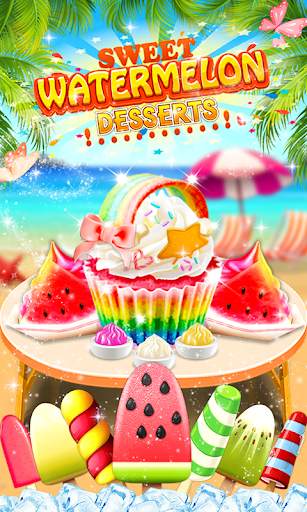 Yummy Watermelon Ice Candy - Slice & Cupcake Game screenshot 1