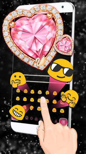 Pink Heart Diamond Keyboard Theme 2 تصوير الشاشة