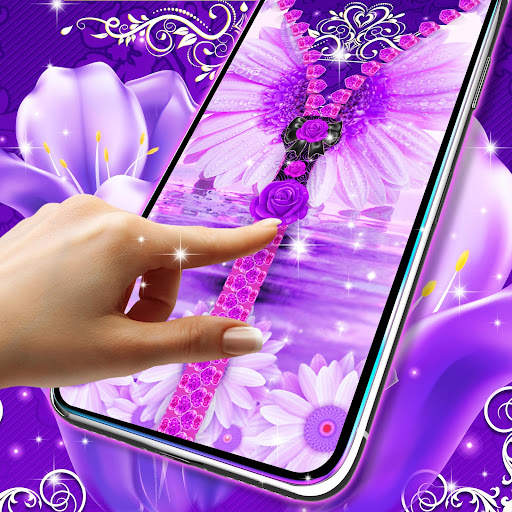 Violet zipper lock screen screenshot 5