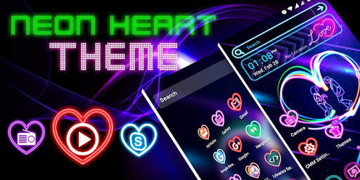 Neon Heart Launcher Theme screenshot 3