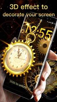 3D Golden Analog Clock lock screen screenshot 1