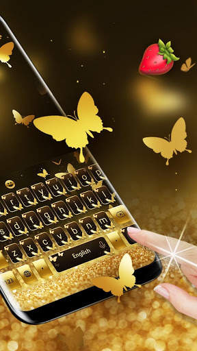 Gold Butterfly Shining Keyboard Theme स्क्रीनशॉट 2