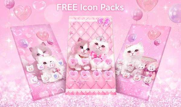 Tema Kucing Merah Muda Lucu screenshot 2